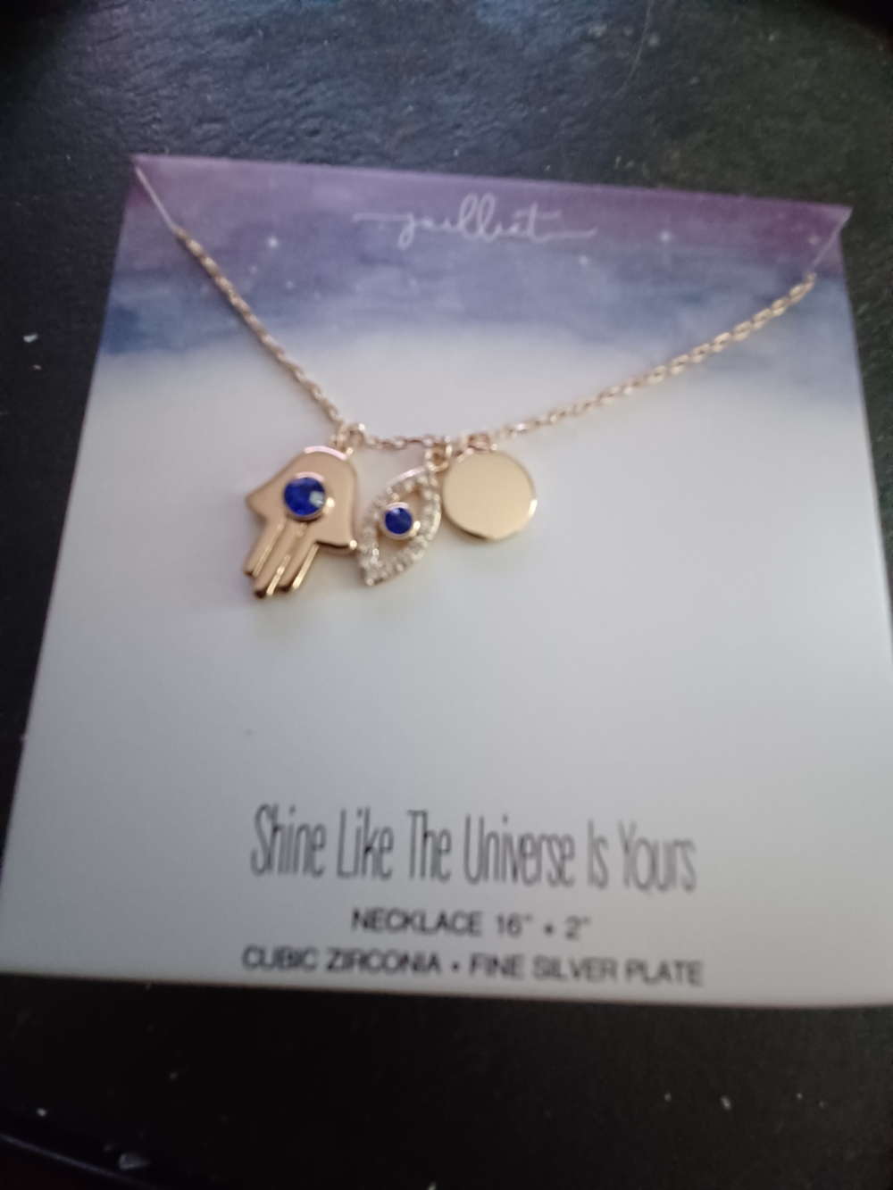 Juilliet Womens New In Box  Hamsa & Evil Eye Pendant Necklace with Blue Accents